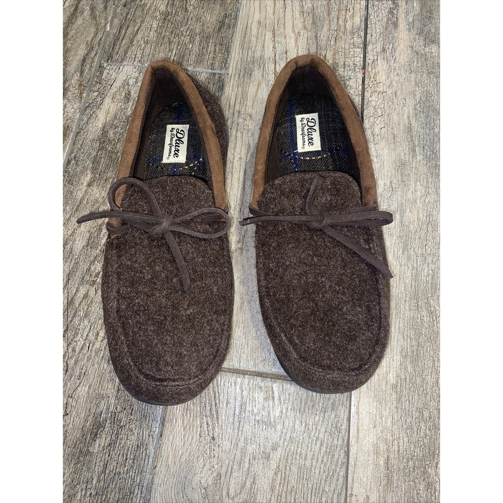 Dearfoam Mens‎ 9-10 Brown Slip-on Slippers Loafers Shoes